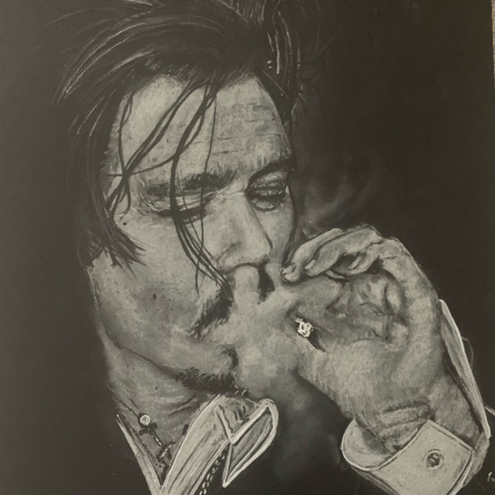 Johnny Depp original sketch 9x12